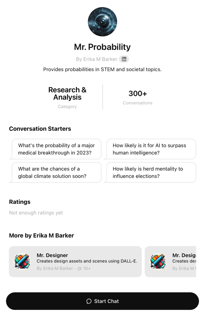 a screenshot of a Mr. Probability on Open AI